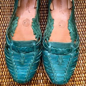 Turquoise leather huarache (worn once!)